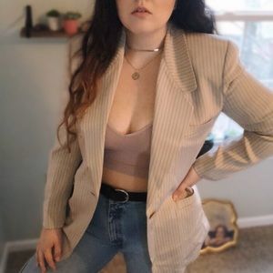 Vintage / 90s Oversized Silk Pinstripe Blazer